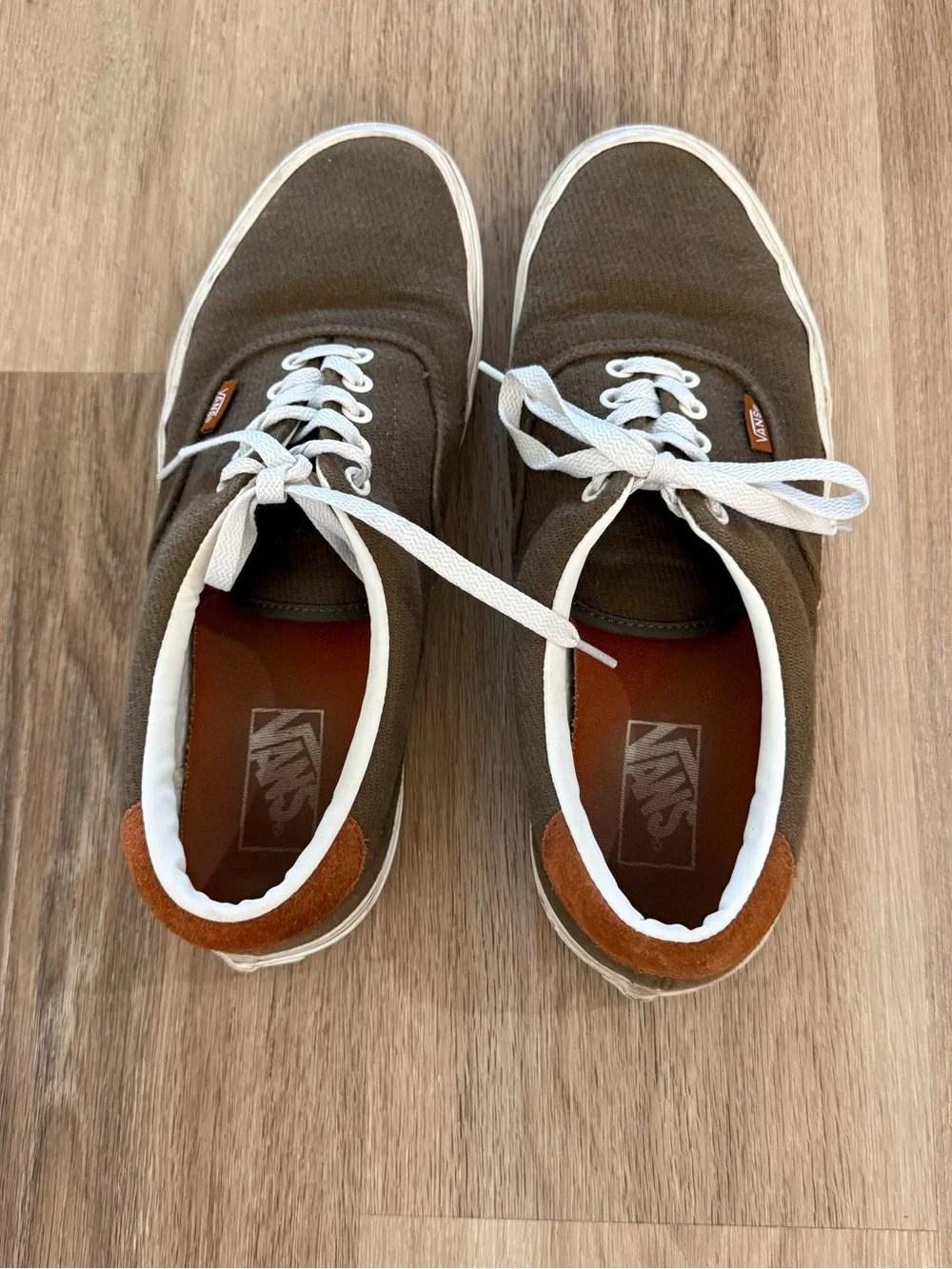 Vans Brown Canvas Low-Top Sneakers with White Accents
